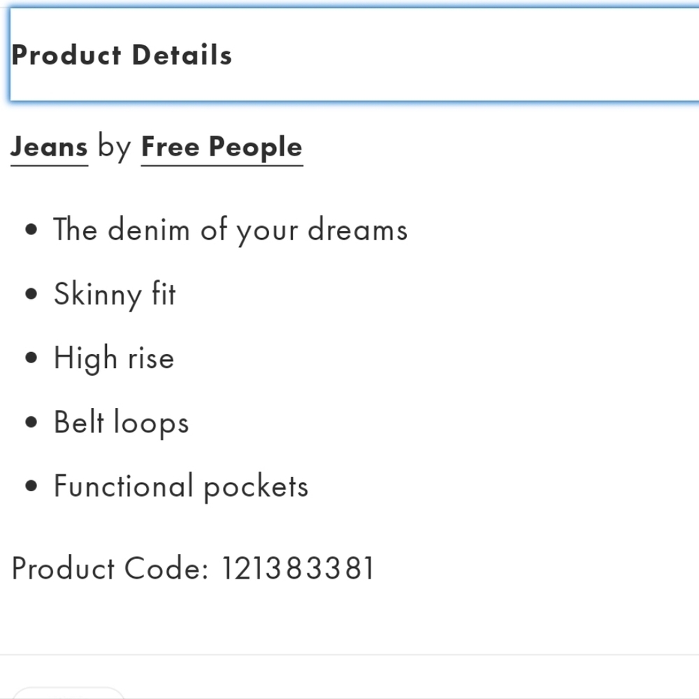 We The Free High Rise Skinny Jeans Jeggings Raw Hem Dark Wash - Picture 6 of 6